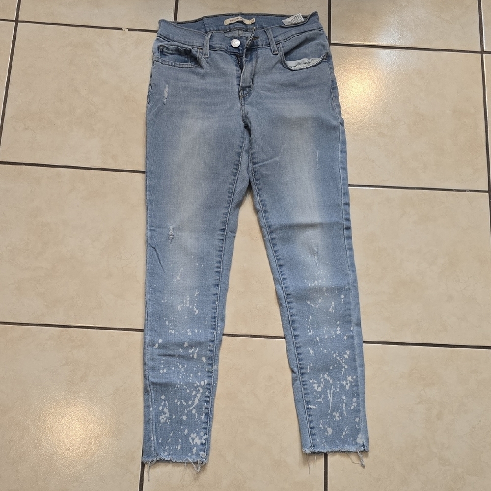 Levi's Blue Skinny Jeans with Distressed Details